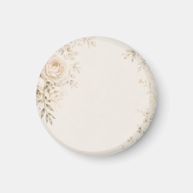 Íman Casamento Neutro com Florais Refinados (Frente)