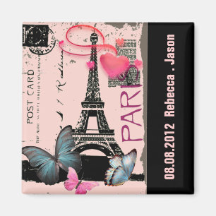 Íman casamento no destino da torre eiffel rosa em paris