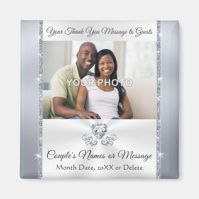 Íman Casamento Obrigado Favoritos, FOTO, Personalizado (Frente)