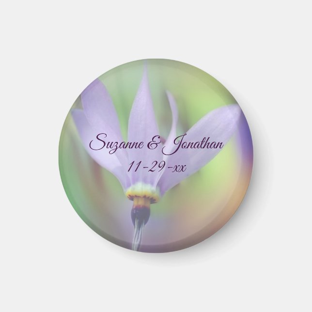 Íman Casamento Personalizado Da Flor Pálida Roxo (Frente)