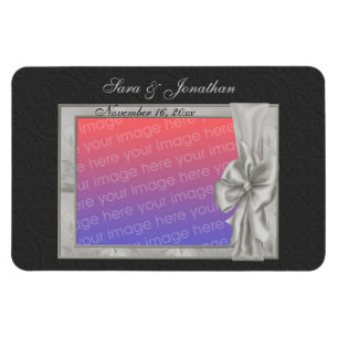 Íman Casamento Personalizado de Foto de Silver Elegante