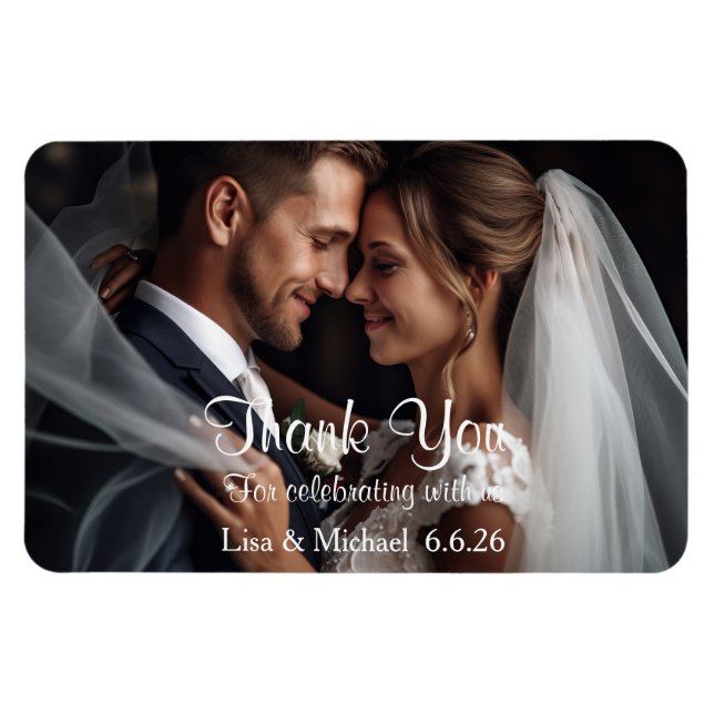 Íman Casamento Personalizado Obrigado Magnet (Horizontal)