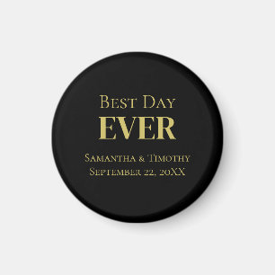 Íman Casamento Personalizado Preto Dourado Melhor Dia J