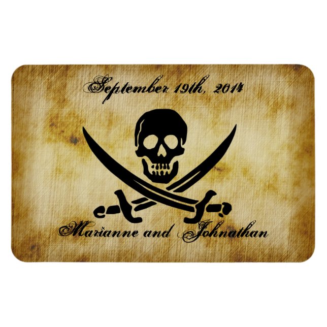 Íman Casamento Pirata Salva o Magneta Souvenir Data (Horizontal)