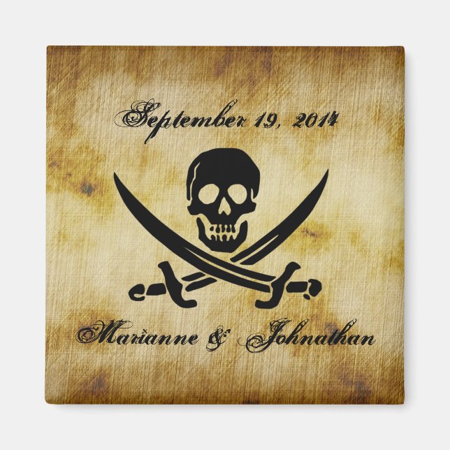 Íman Casamento Pirata Salva o Magneta Souvenir Data (Frente)