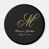 Casamento Preto com Script Monograma Dourado Chic