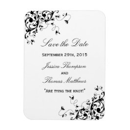 Íman Casamento Preto e Branco Elegante Salve a Data