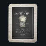 Íman Casamento Respiratório de Brick Branco Salve a dat<br><div class="desc">Um elegante casamento rústico salve o ímã de data apresentando uma ilustração de um jarro de pedras do hálito do bebê sobre um fundo de tijolos preto e branco. Procure por convites de casamento e outros itens de coordenação na Paperie de Jill.</div>