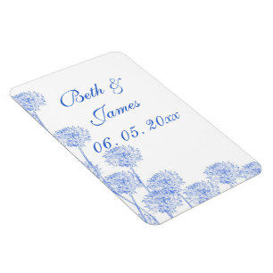 Íman Casamento romântico do dente-de-leão azul elegante