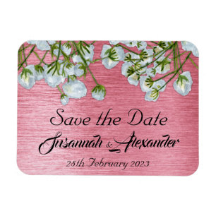 Íman Casamento Rosa Contemporâneo Salvar a Data
