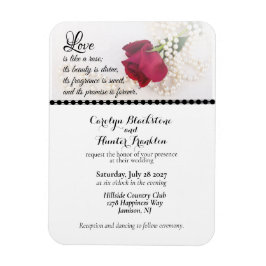 Íman Casamento Rosa Vermelha & Pérolas