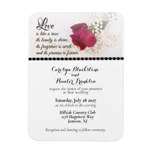 Íman Casamento Rosa Vermelha & Pérolas