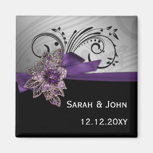 Íman Casamento roxo do broche do vintage da fita do