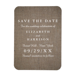 Íman Casamento Rustic Burlap Salvar A Data