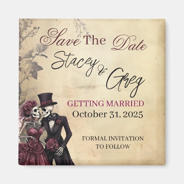 Íman Casamento Rústico de Esqueleto Gótico (Frente)