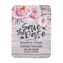 Íman Casamento Salva A Data Da Madeira Floral Rústica E