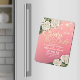 Íman Casamento Salvar A Data Hydrangea Flowers Rosa cla