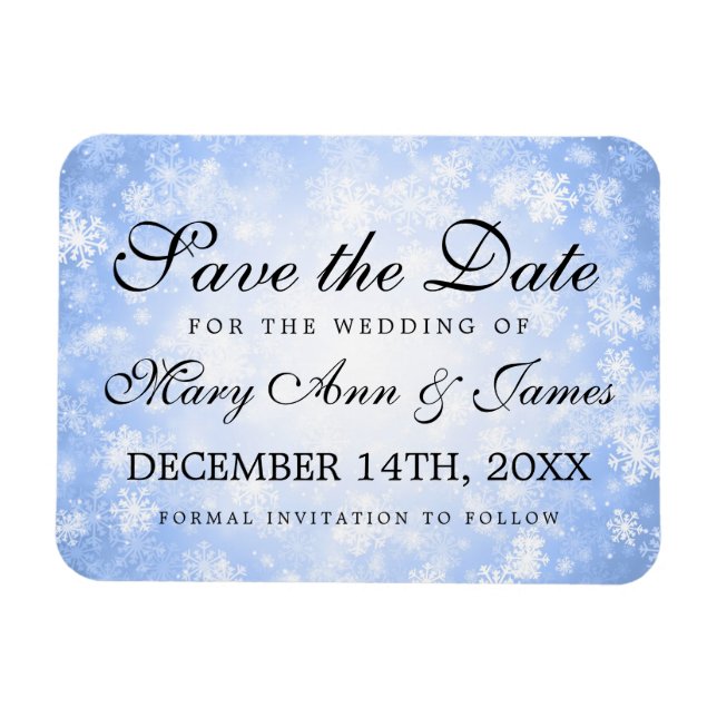 Íman Casamento Salve A Data Blue Winter Wonderland (Horizontal)
