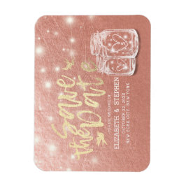 Íman Casamento Salve A Data Casal Mason Jars Rosa Doura