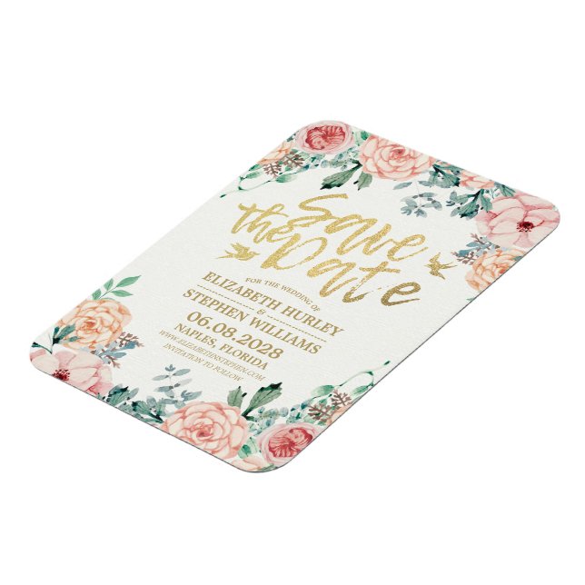 Íman Casamento Salve A Data Das Luzes De Cordas Florais (Left Side)