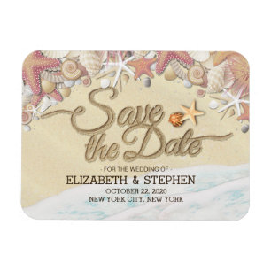 Íman Casamento Salve A Data Summer Sandy Beach Starfish