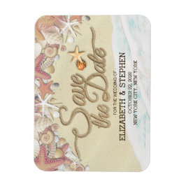 Íman Casamento Salve A Data Summer Sandy Beach Starfish