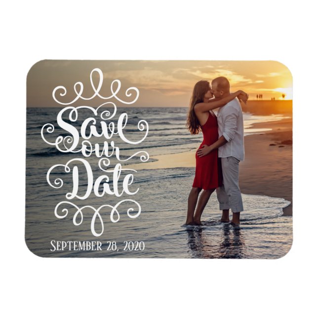 Íman Casamento Salve Nossa Data | Rascunho Ornate Manus (Horizontal)