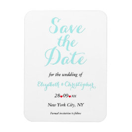 Íman Casamento Simples De Teal Branco Salva A Data