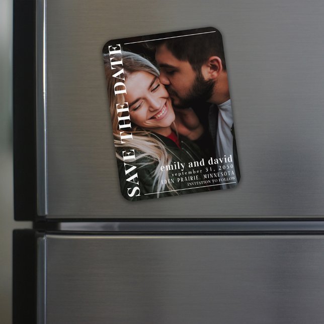 Íman Casamento Simples Foto Moderna Salvar a Data (Criador carregado)