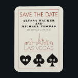 Íman Casamento Skyline Em Las Vegas Salve A Data<br><div class="desc">Um casamento divertido e moderno Salve o ímã do Encontro para animar seus convidados para seu casamento em Las Vegas! Esta opção Save the Date apresenta gráficos gráficos gráficos pretos de jogo em negrito, uma renderização moderna do horizonte de Las Vegas e texto e fonte totalmente personalizáveis sobre fundo de...</div>