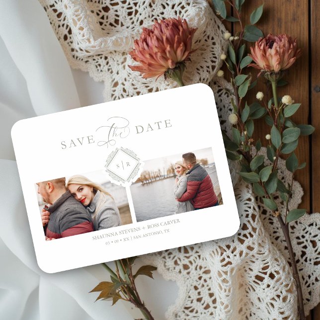 Íman Casamento sofisticado do Ornamento Chic Inicial da (Trendy Initials Chic Ornament Sophisticated Wedding Save the Date Cards Magnet.)