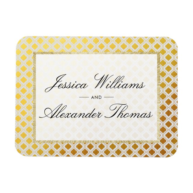 Íman Casamento sofisticado em ouro e branco (Horizontal)