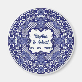 Íman Casamento Talavera Azul Mexicano