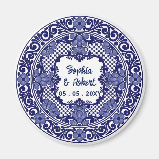 Íman Casamento Talavera Azul Mexicano (Frente)