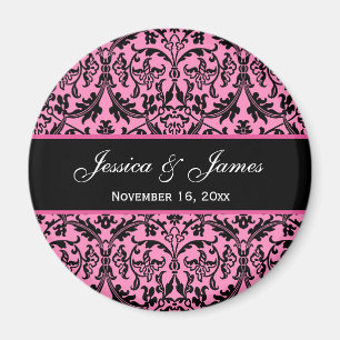 Íman Casamento tema damasco cor-de-rosa e preto