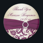 Íman Casamento tema damasco de ameixa e champanhe - Mag<br><div class="desc">Esta ameixa e obrigado de champanhe...  o seu favor de casamento tem uma fita falsa e joias. Corresponde ao convite de casamento mostrado abaixo. Se houver qualquer outro item correspondente necessário,  envie um e-mail para niteowlstudio@gmail.com.</div>