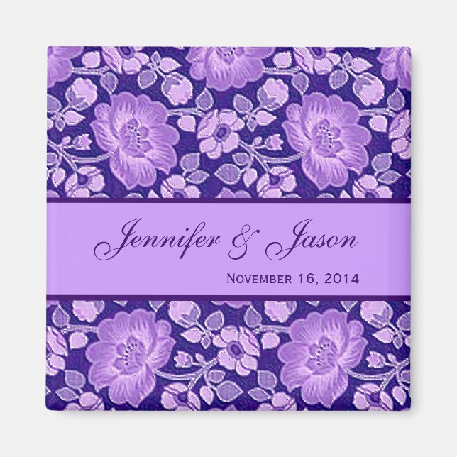 Íman Casamento tema damasco de Flor Roxo (Frente)