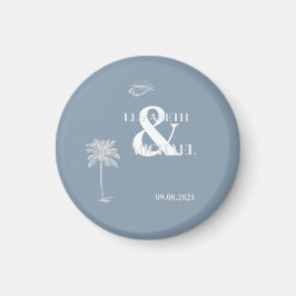Íman Casamento Tropical Minimalista Azul Poeirento