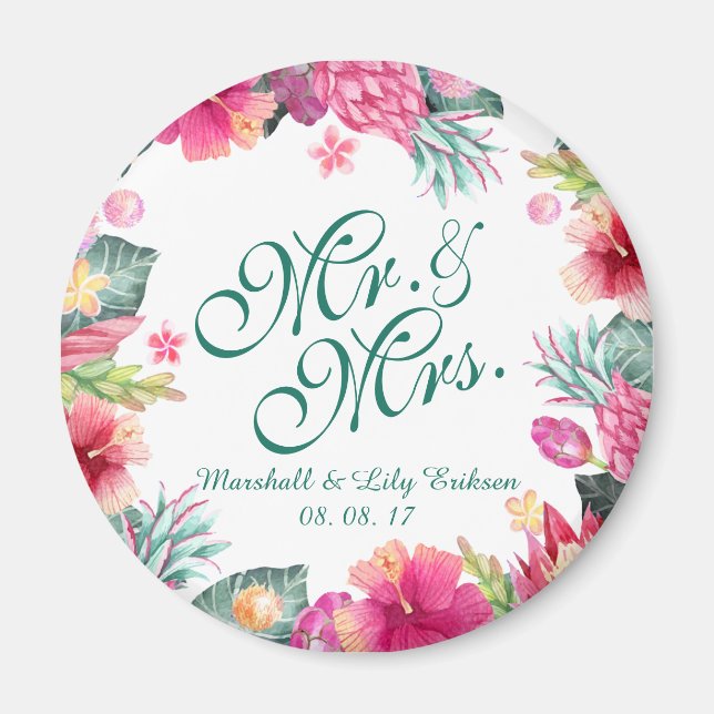 Íman Casamento Tropical Personalizado | Magnet (Frente)
