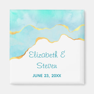 Íman Casamento Verde Tropical Tranquilo com Borda Doura