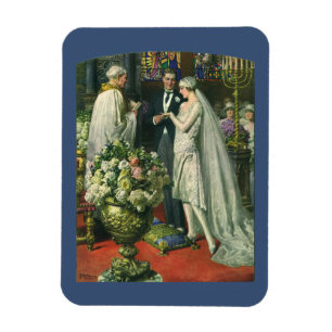 Íman Casamento vintage, noiva e noiva com Menorah