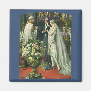 Íman Casamento vintage, noiva e noiva com Menorah