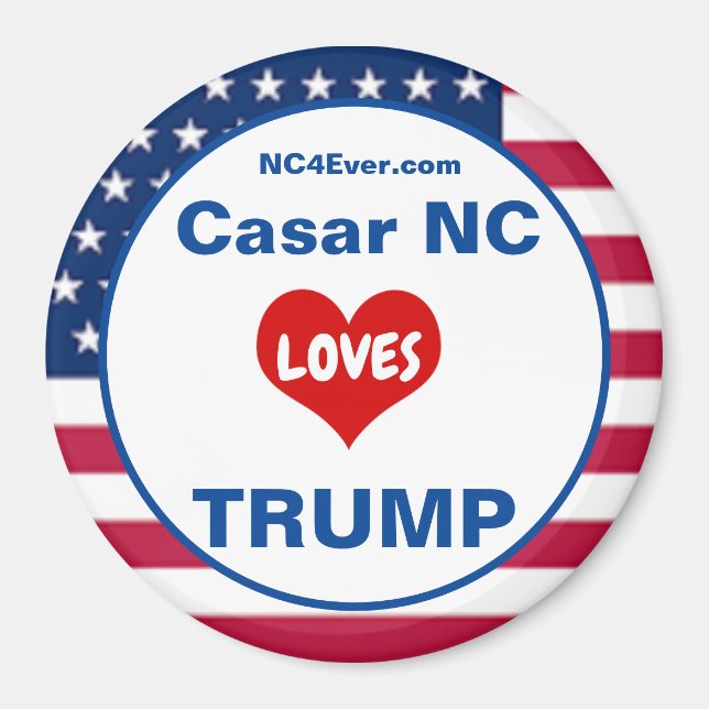 Íman Casar NC LOVES TRUMP Imã de geladeira Patriótica (Frente)