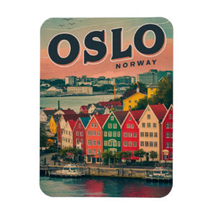 Íman Casas coloridas de Oslo Noruega presentes vintage