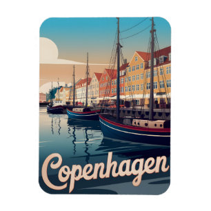 Íman Casas coloridas vintage Copenhague barcos presente
