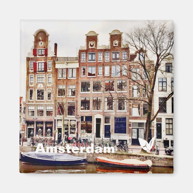 Íman Casas de Amsterdã - imã de geladeira por Velvet Es (Frente)
