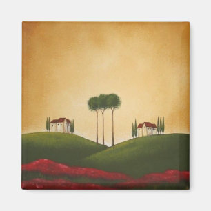 Íman Casas de campo e papoilas de Tuscan