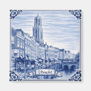 Íman casas de canal de Utrecht ímã estilo Delft Blue