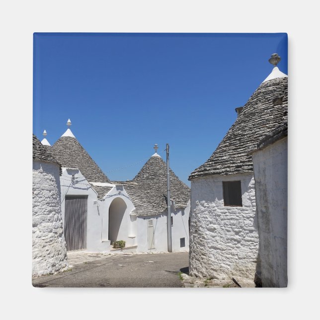 Íman Casas de Trulli em Alberobello, ímã Puglia (Frente)