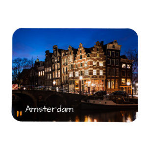 Íman Casas do canal de Amsterdão na noite